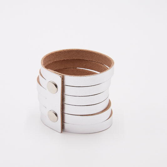 Electra silver leather bracelet